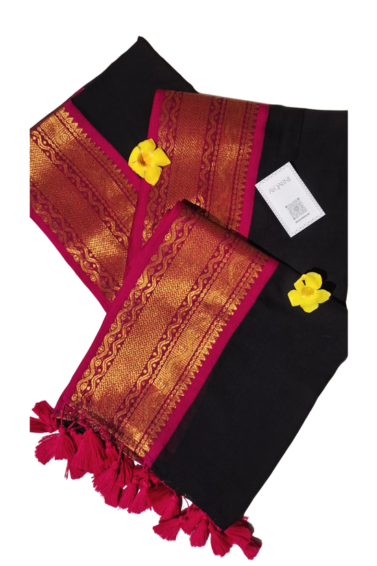 The Malabar Kasavu Salwar Suit | Traditional Cream & Gold Handloom Set4