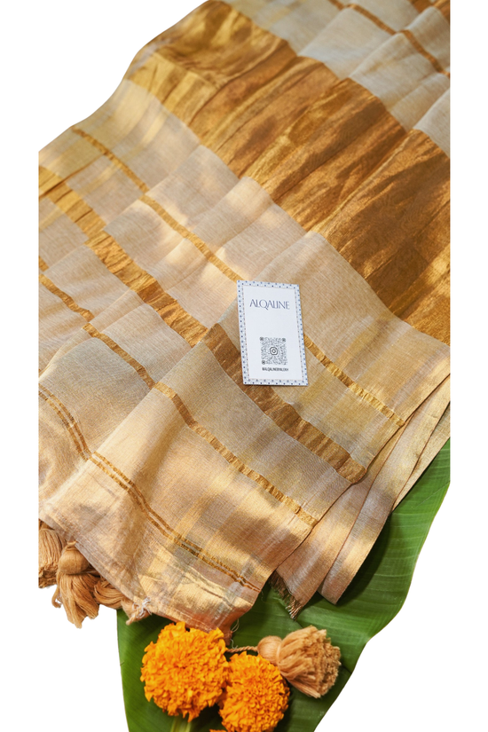 The Malabar Kasavu Salwar Suit | Traditional Cream & Gold Handloom Set7